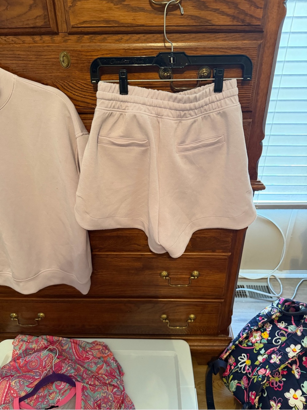 Athleisure Lilac Short-Sleeve Sweatshirt & Drawstring Shorts Set - Picture 6 of 7